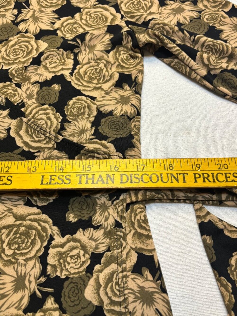 Susan Lawrence Black & Gold Floral Wrap Dress Long Sleeve Made In USA Size M - Picture 13 of 16